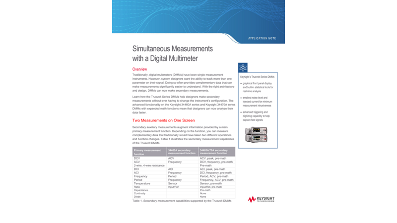 Simultaneous Measurements with a Digital Multimeter (DMM)